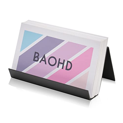 BAOHD Business Card Holder for Desk, Business Card Display Stand, Metal Desktop Business Card Organizer, Black - Image 1