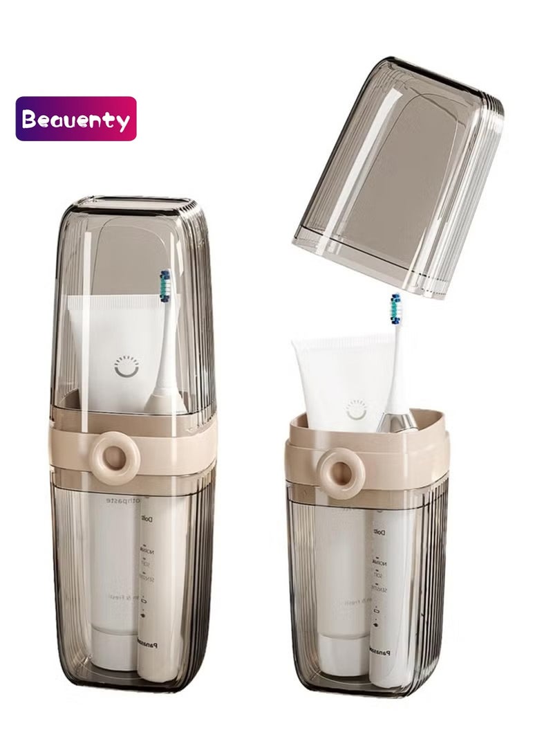 Beauenty Travel Toothbrush Case, 2 in 1 Dustproof Toothbrush Cover and Rinse Cup, Large Capacity Toothbrush Cup, Portable Storage Container for Business, Camping, School, Trip - Image 1