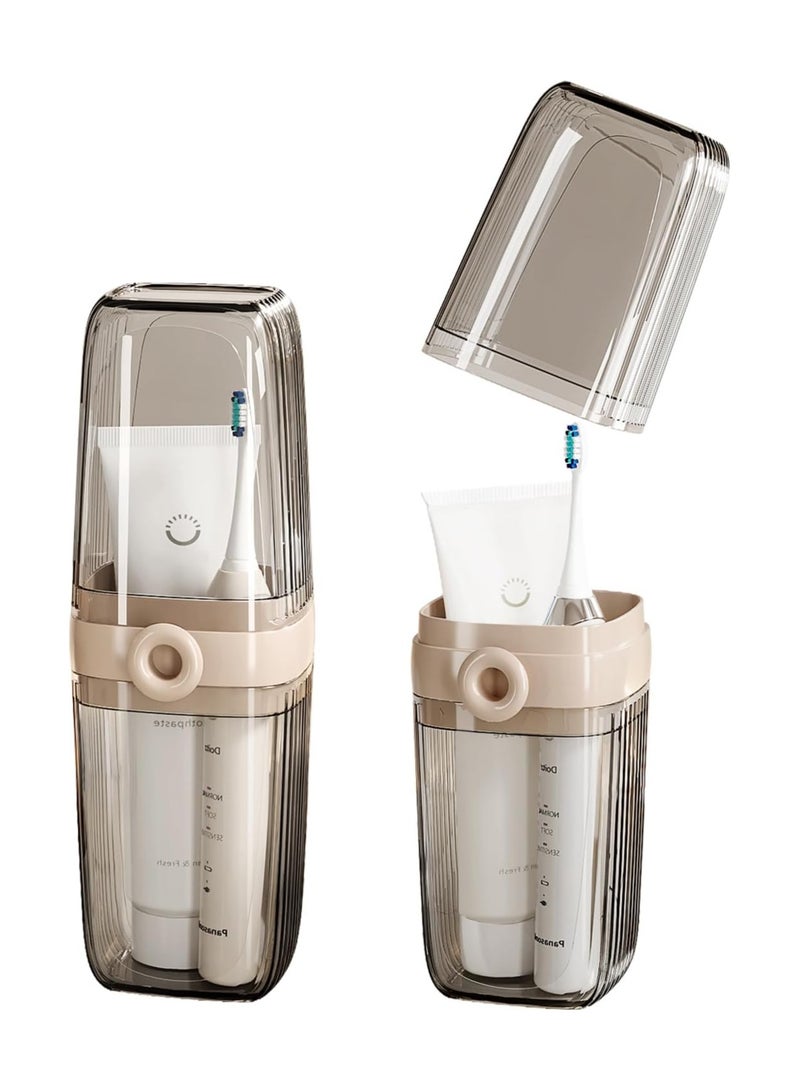 Beauenty Travel Toothbrush Case, 2 in 1 Dustproof Toothbrush Cover and Rinse Cup, Large Capacity Toothbrush Cup, Portable Storage Container for Business, Camping, School, Trip - Image 2