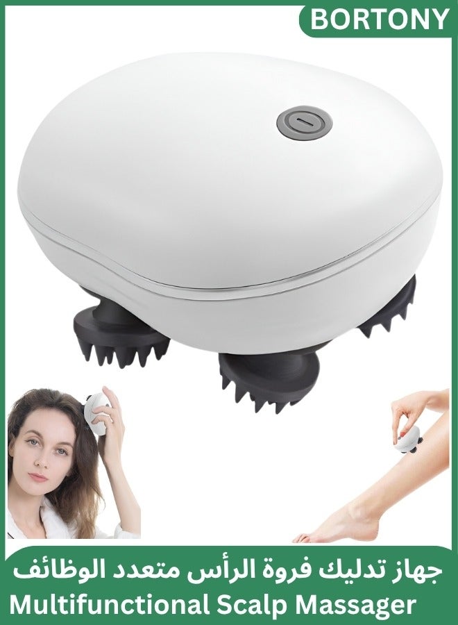 BORTONY Electric Scalp Massager Multifunctional Waterproof Head Massager With 96 Kneading Nodes Rechargeable Head Scratcher For Hair Growth Stress Relax Relaxing Gifts For Women Men  - Image 1