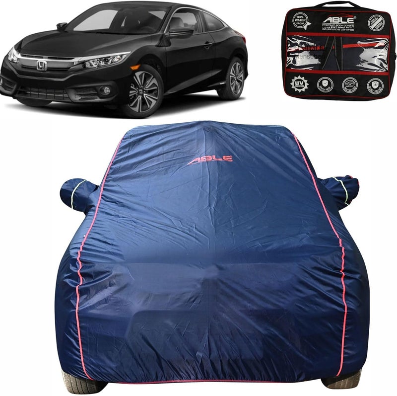 Able Parashuit Blue WR Series Car Body Cover with Mirror Pockets and Driver Door Zipper Compatible for Honda Civic Old Type-I (Before 2019 Model) - Image 1