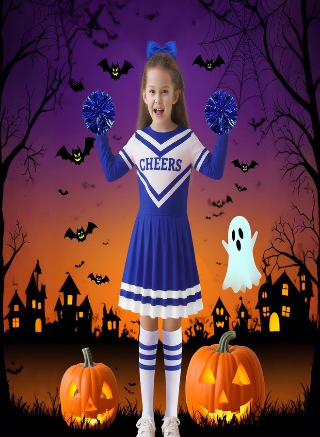 Haysandy Girls Cheerleader Costume Outfit Set Fancy Dress for Halloween Birthday Party(10 to 11 Years Old,Blue) - Image 4