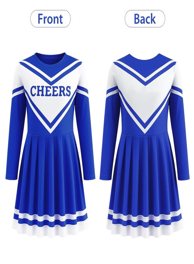 Haysandy Girls Cheerleader Costume Outfit Set Fancy Dress for Halloween Birthday Party(10 to 11 Years Old,Blue) - Image 2