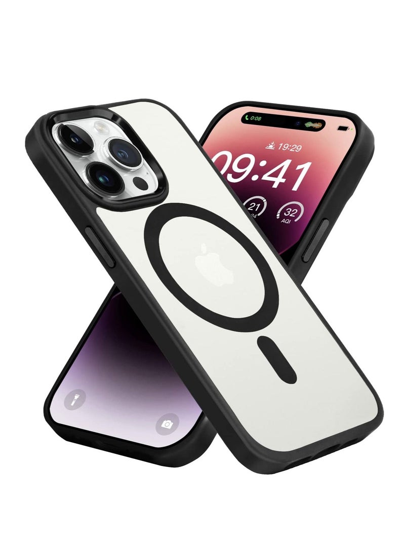 iPhone 14 Pro Case Cover with Mag-Safe Magnetic Translucent Matte Protective Cover Back Hard Shockproof Cases for Apple iPhone 14 Pro Phone Case(2022)(6.1 inch) Black  - Image 1