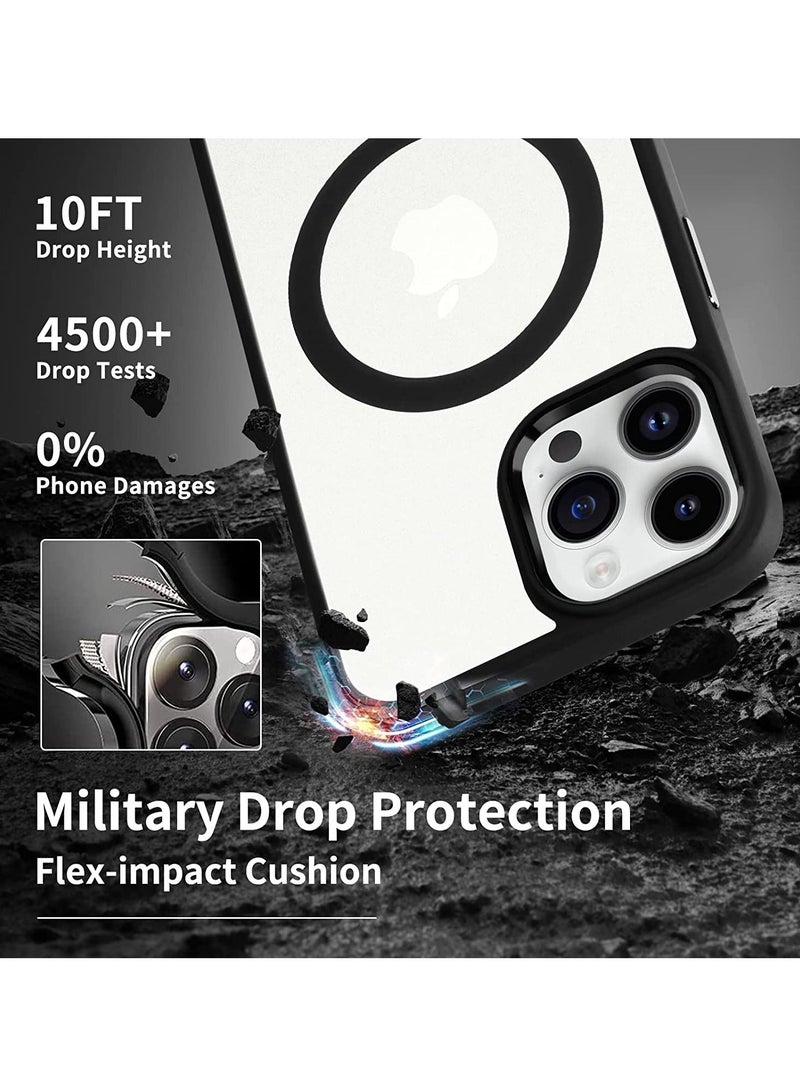 iPhone 14 Pro Case Cover with Mag-Safe Magnetic Translucent Matte Protective Cover Back Hard Shockproof Cases for Apple iPhone 14 Pro Phone Case(2022)(6.1 inch) Black  - Image 4