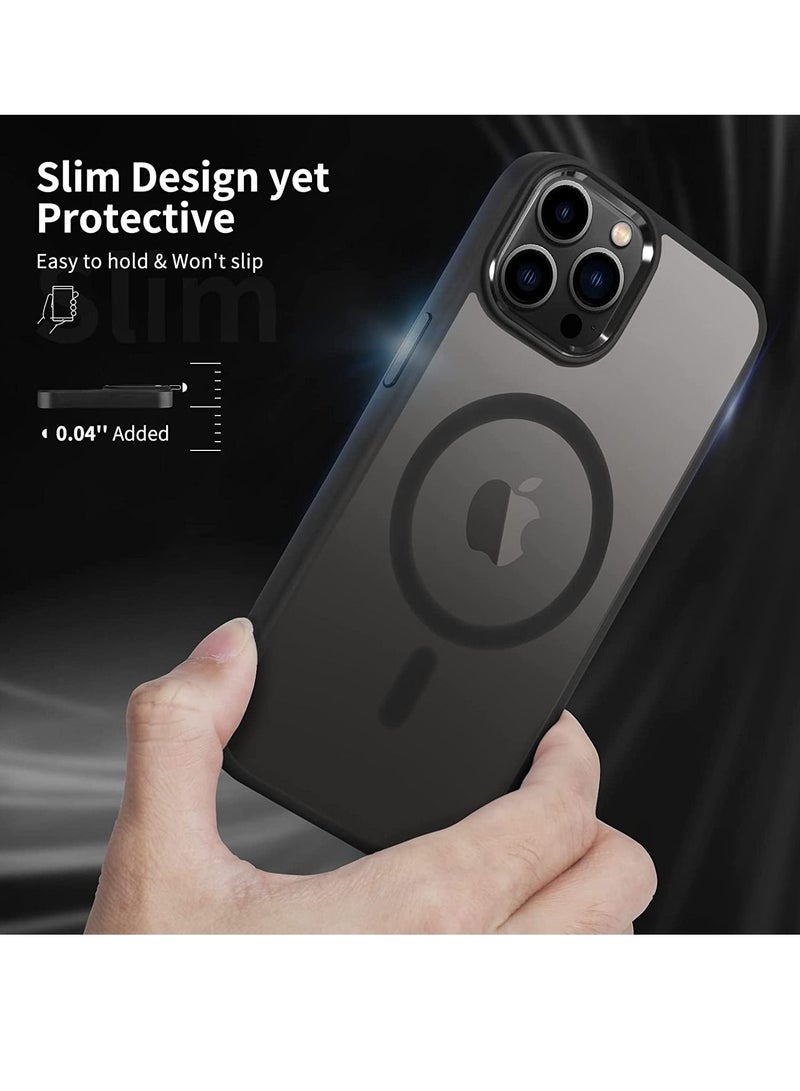 iPhone 14 Pro Case Cover with Mag-Safe Magnetic Translucent Matte Protective Cover Back Hard Shockproof Cases for Apple iPhone 14 Pro Phone Case(2022)(6.1 inch) Black  - Image 2