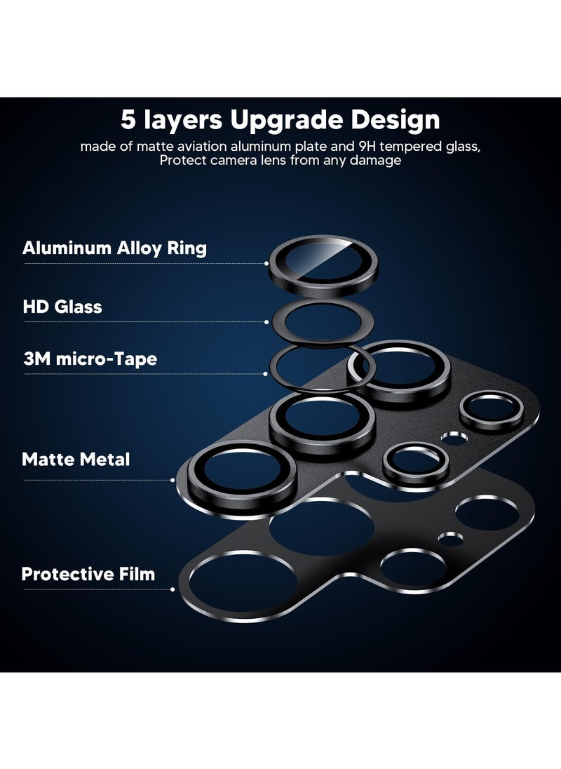 Generic - For Samsung Galaxy S25 Ultra Camera Lens Protector,[Full Protection] HD Tempered Glass Screen Protector with Alloy Metal Ring Camera Cover Accessories for Galaxy S25 Ultra (Black) - Image 1