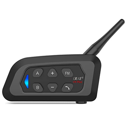 EJEAS V4 Plus Helmet Communication System, Motorcycle Bluetooth V5.1 Headset 1500m Helmet Intercom with Noise Reduction/3D Sound/FM Radio/Hands-Free, Ideal for 2 to 4 Riders Group Talking (1PC) - Image 1