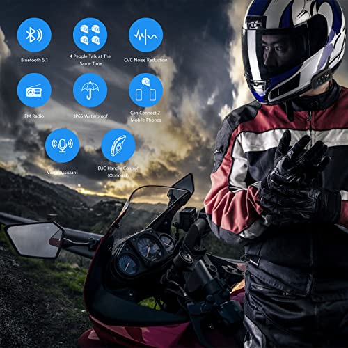 EJEAS V4 Plus Helmet Communication System, Motorcycle Bluetooth V5.1 Headset 1500m Helmet Intercom with Noise Reduction/3D Sound/FM Radio/Hands-Free, Ideal for 2 to 4 Riders Group Talking (1PC) - Image 3