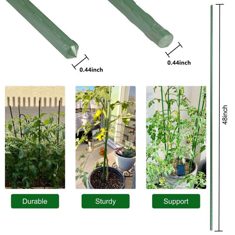 Garmeinea Garden Stakes 48 Inches Plastic Coated Steel Plant Stakes for Growing Climbing Plants, Pack of 25 - Image 2