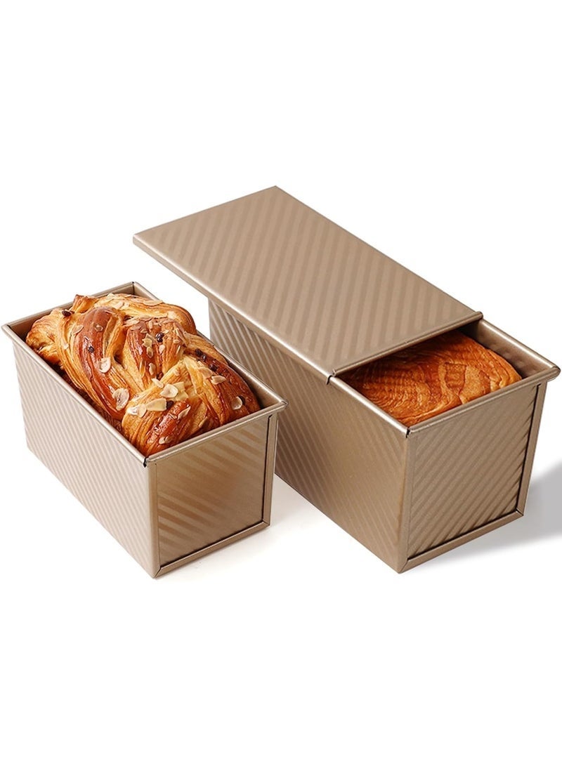 عربست عبوتان من قوالب خبز بولمان مع غطاء، سعة 1 رطل من العجين أو 0.5 رطل من العجين، مصنوعة من الفولاذ الكربوني المموج، قالب خبز ساندويتش غير لاصق مع غطاء - Image 3