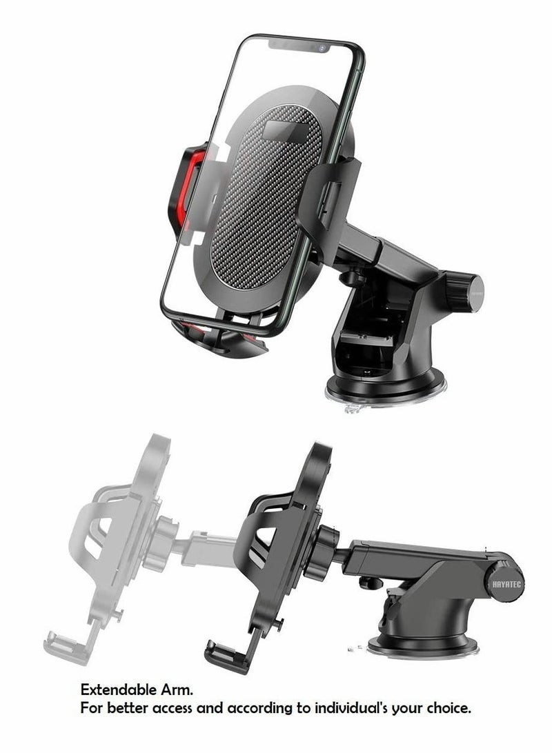 KASTWAVE Cradles, Adjustable Car mobile phone Holder Extendable Mount for Car phone - Windscreen Dashboard phone Cradle - One hand Quick Release With Strong Suction Pad (Black Red) - Image 3