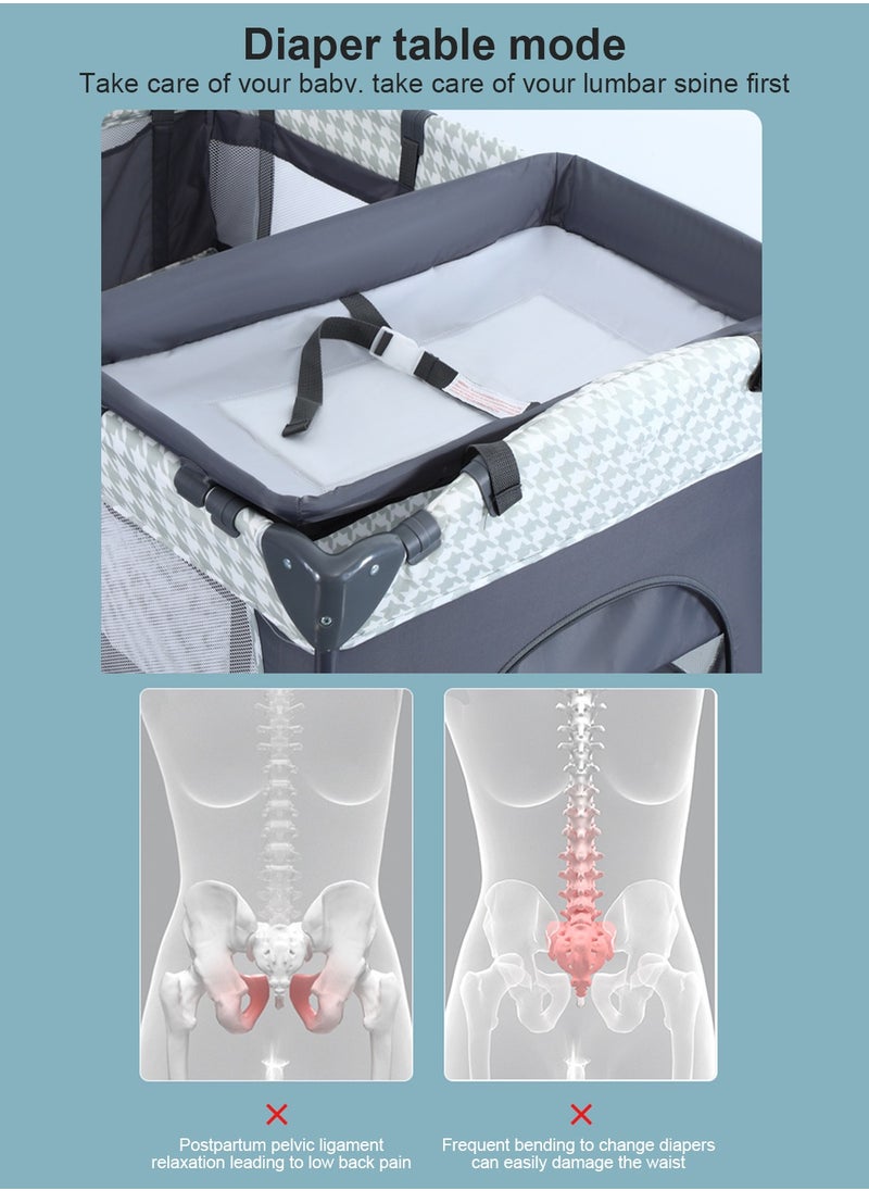 MaBaby Multifunctional Portable And Foldable Baby Crib Bed With Diaper Changing Table  - Image 3