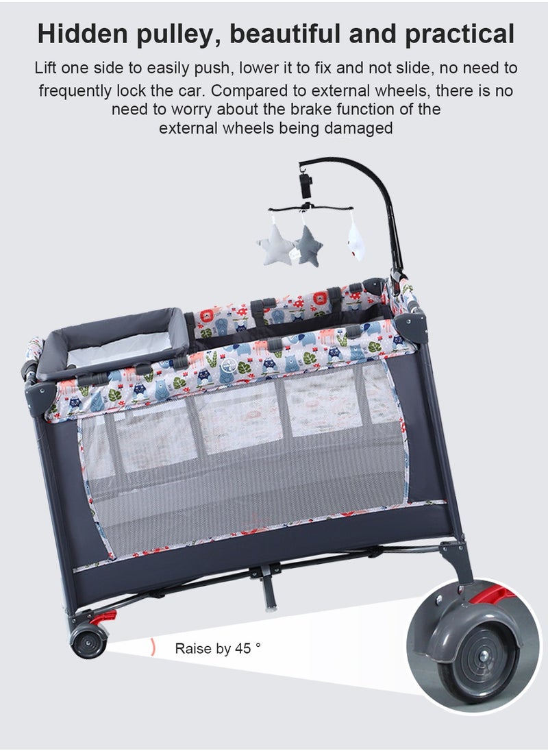 MaBaby Multifunctional Portable And Foldable Baby Crib Bed With Diaper Changing Table  - Image 4