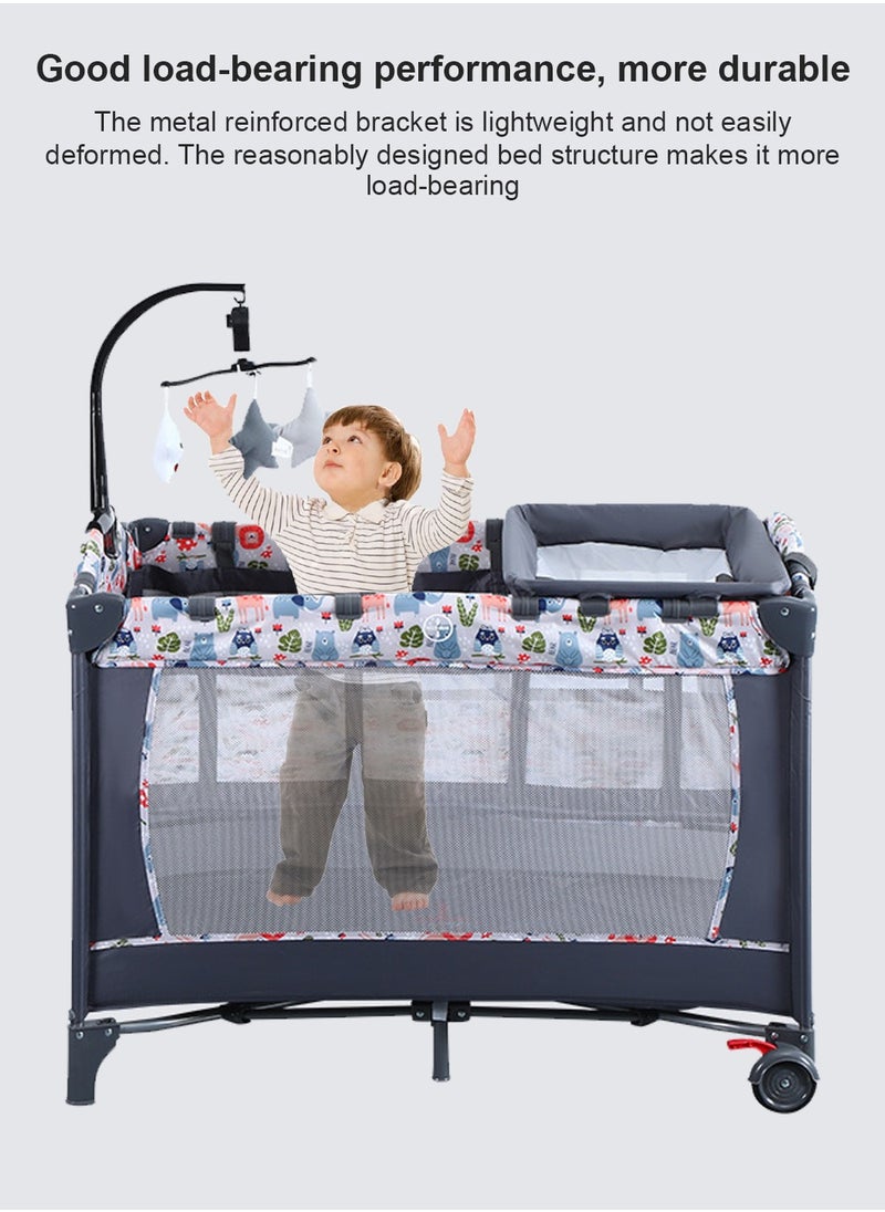 MaBaby Multifunctional Portable And Foldable Baby Crib Bed With Diaper Changing Table  - Image 5