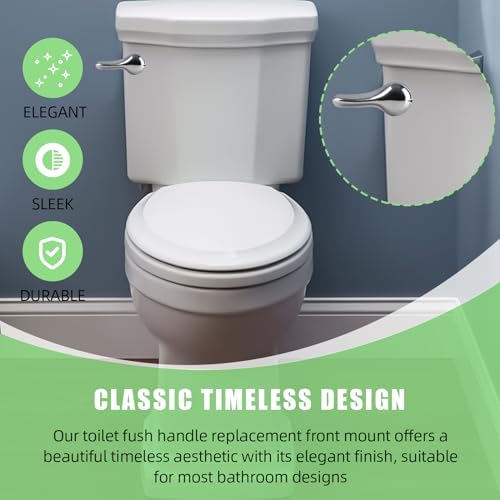PDFans Toilet Handle Lever Flush Replacement, Front Mount Trip Lever Universal Fits American Standard Toilets, Chrome Finished - Image 2