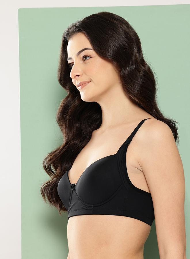 Leading Lady Black Solid Lightly Padded Non Wired T-Shirt Bra - Image 2