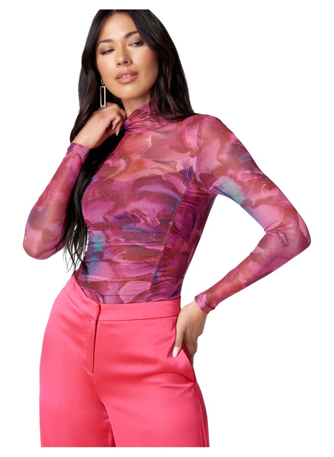 bebe CONTRAST TRIM MESH ILLUSION BODYSUIT  - Image 1