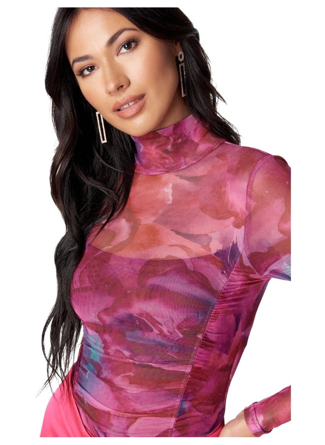 bebe CONTRAST TRIM MESH ILLUSION BODYSUIT  - Image 5