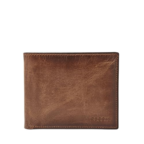 Fossil Men's Derrick Leather RFID-Blocking Bifold Passcase with Removable Card Case Wallet, Brown, (Model: ML3771200) - Image 1