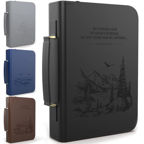 DEHITE Bible Cover Case for Women and Men – Leather Bible Carrying Bag Extra Large Size – Fits Book 11.12 x 8 x 2.12 in – Pen Slots – Zippered Pocket – Premium Faux Leather – Black Christian Gift - Image 1