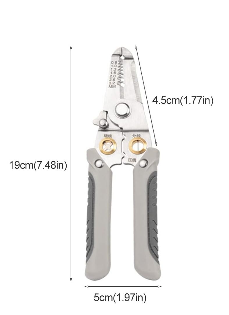 EHOME Special Wire Stripper for Electrician, 6 in 1 Multifunction Wire Pliers Tool for Electric Cable Stripping Cutting Cable Stripper and Crimping (Grey)  - Image 2