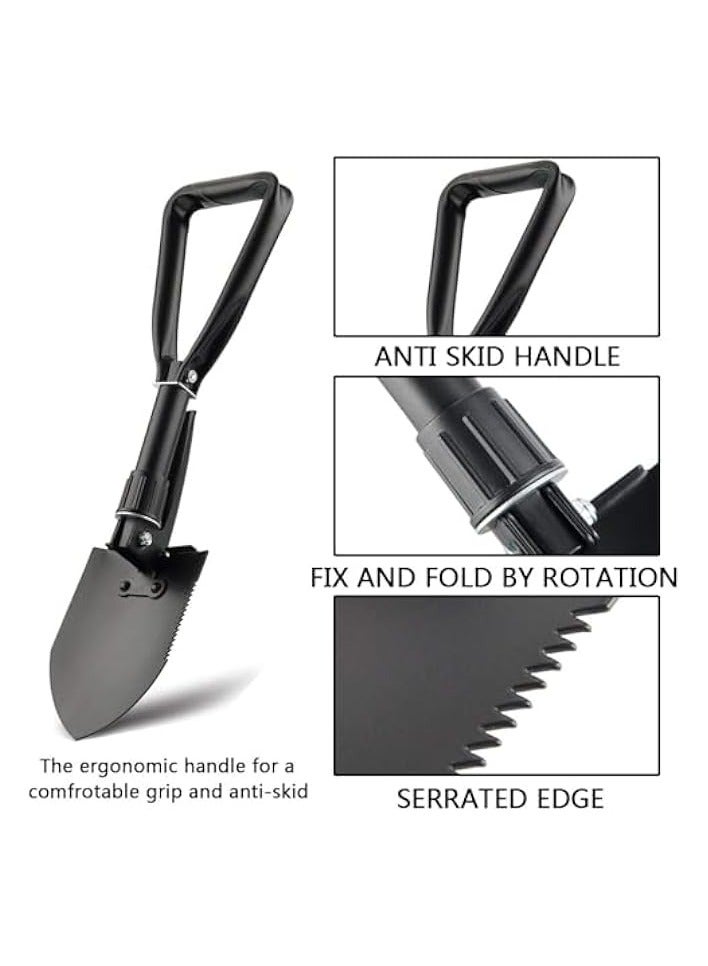 Green Tiger Mini Folding Shovel, Heavy Duty Carbon Steel Military Shovel, Portable Lightweight Outdoor Tactical Survival Foldable Shovel for Camping, Gardening, Trenching, Car Emergency - Image 2