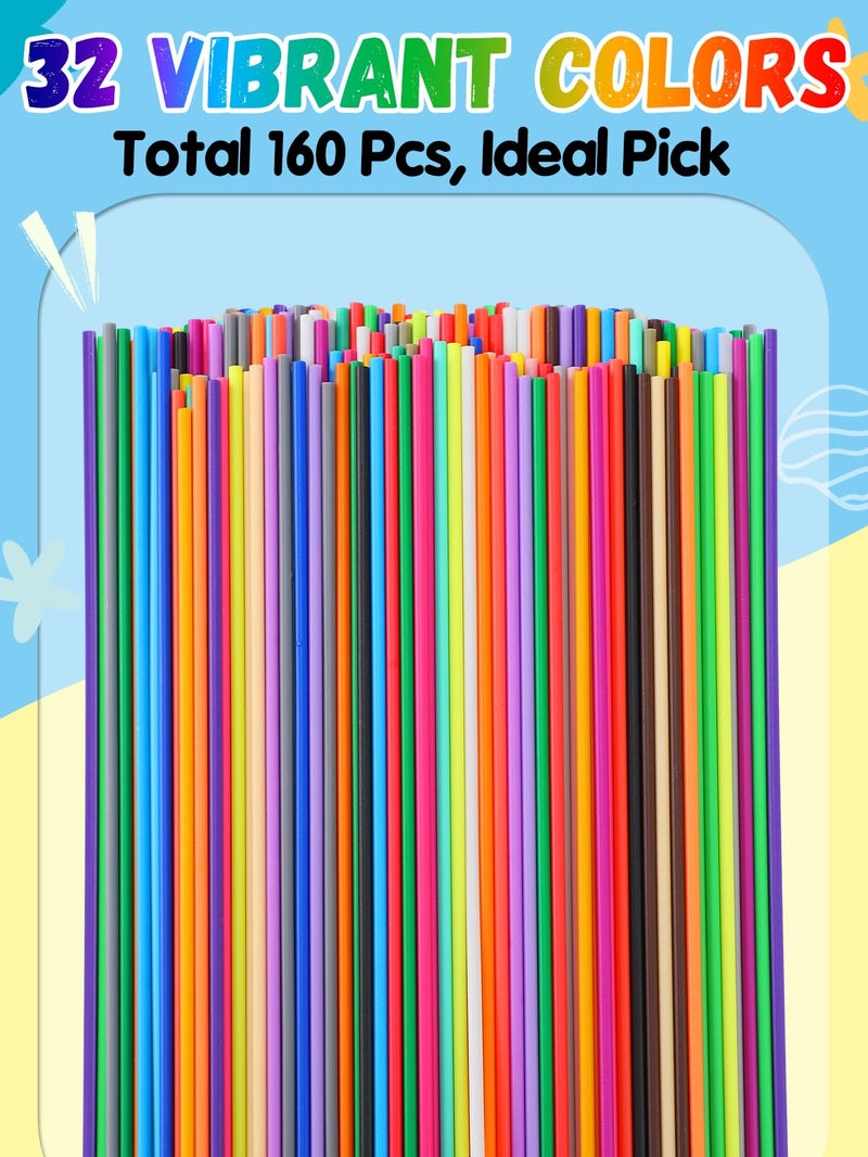 Biubee 32 Colors 3D Pen Filament Refills Compatible with 3Doodler Start+ Only - Safe & Low Temperature PCL, 2.5mm 3D Printer Doodler Pen Refill Packs for Kids Birthday Gift, 160pcs - Image 4