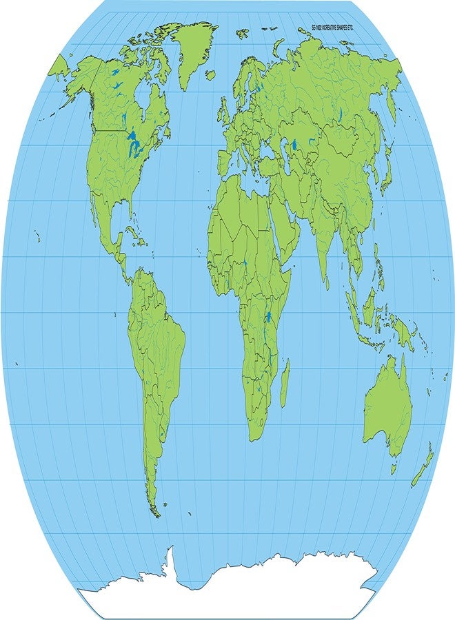 SHAPES ETC. 8” x 16” Unlabeled World Practice Map, 30 sheets in a pack for Social Studies, Geography, Map Activities, Drill and Practice, Current Event Activities, Learning Games and more - Image 1