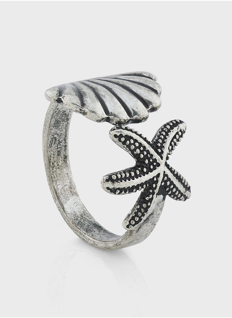 Ginger Star Fish Shell Ring  - Image 2