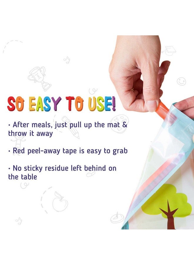 Merka Disposable Placemats for Baby and Toddlers 12" x 18", 40 Pack Stick-on Table Placemat for Restaurants, Includes Shapes, Numbers, Letters & Colors - Image 4