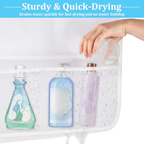 Okxiri 2 Pack Mesh Shower Caddy Hanging Organizer with 7 Pockets, Quick Dry Bathroom Storage Bag, Cruise Cabin and Dorm Essentials for Travel, Toiletry Organizer for Shampoo Soap - Image 4
