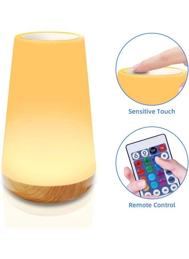 Taimi Touch Lamp Night Light with Sensor Remote Control Table Bedside Lamps-5 Level Dimmable Warm White Night Light and 13 Color Changing RGB for Bedroom Living Room Office  - Image 2
