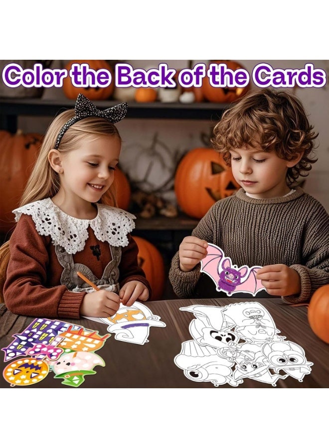 Capstro Mirror Mosaic Sticker Art Kit – Halloween Theme | 10 Pattern Cards, 12 Laser Mirror Stickers & 10 Lanyards | DIY Shiny Mosaic Craft for Kids Age 4+ | Spooky & Fun Halloween Art Gift for Boys & Girls - Image 5