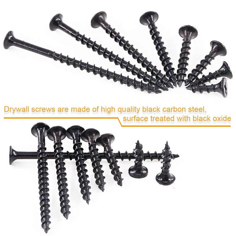 Rustark 120Pcs #7 x 2'' Coarse Thread Drywall Screw with Phillips Drive Black Oxide Finsh Bugle Head Wood Screws Assortment Kit Ideal for Drywall Sheetrock - Image 5