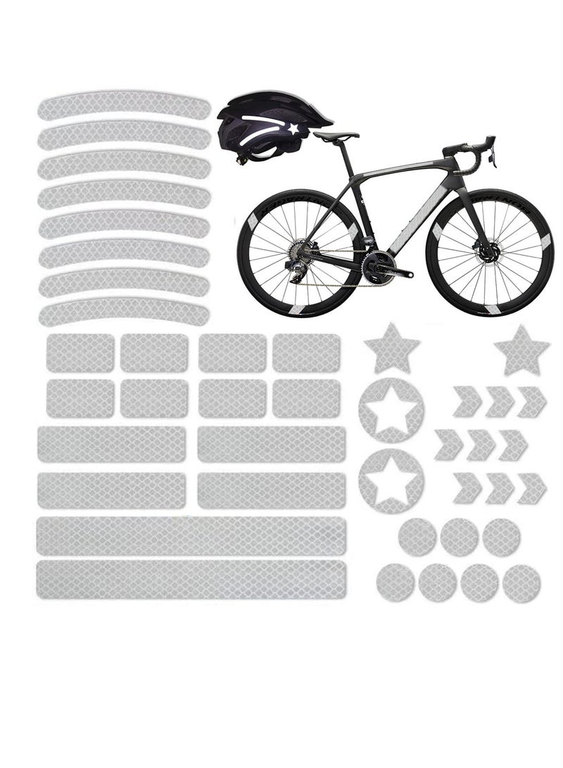 42Pcs Reflective Stickers Kit Night Visibility Adhesive Waterproof Safety Warning Decals Outdoor for Helmet Bicycle Car and Stroller - Image 1