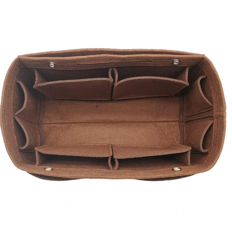 LEXSION Felt Purse Organizer Insert - Multi Pocket Bag in Bag Organizer for Tote & Handbag Shaper 8008 Brown - Image 2