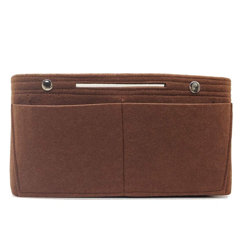 LEXSION Felt Purse Organizer Insert - Multi Pocket Bag in Bag Organizer for Tote & Handbag Shaper 8008 Brown - Image 3