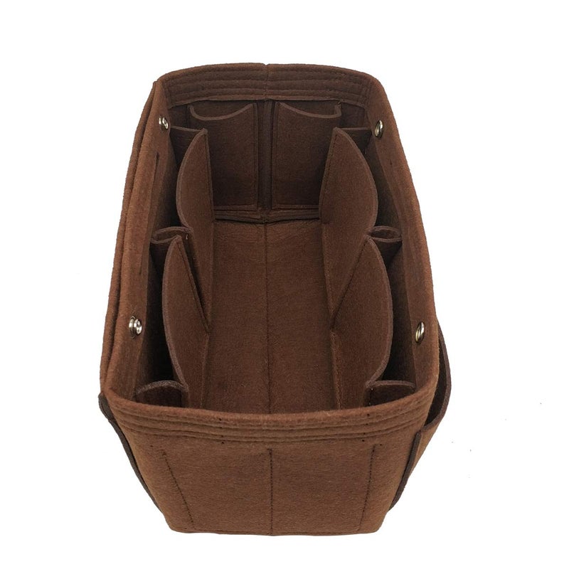 LEXSION Felt Purse Organizer Insert - Multi Pocket Bag in Bag Organizer for Tote & Handbag Shaper 8008 Brown - Image 1