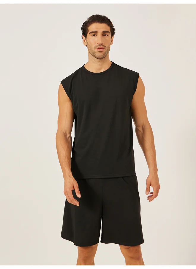 Styli Styli Unwind Solid Round Neck Tank and Shorts Set