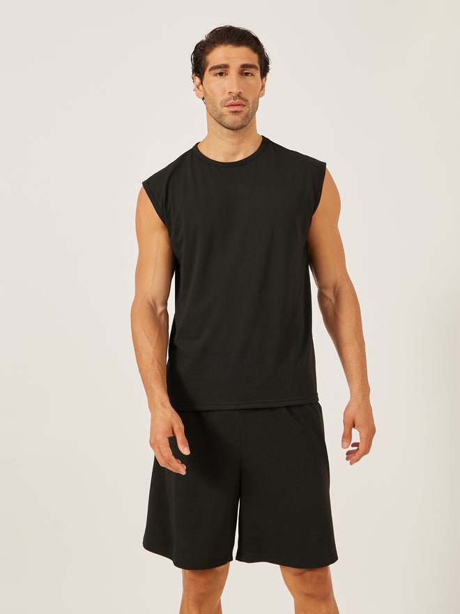 Styli Styli Unwind Solid Round Neck Tank and Shorts Set  - Image 2