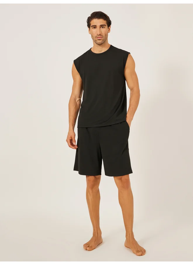 Styli Styli Unwind Solid Round Neck Tank and Shorts Set
