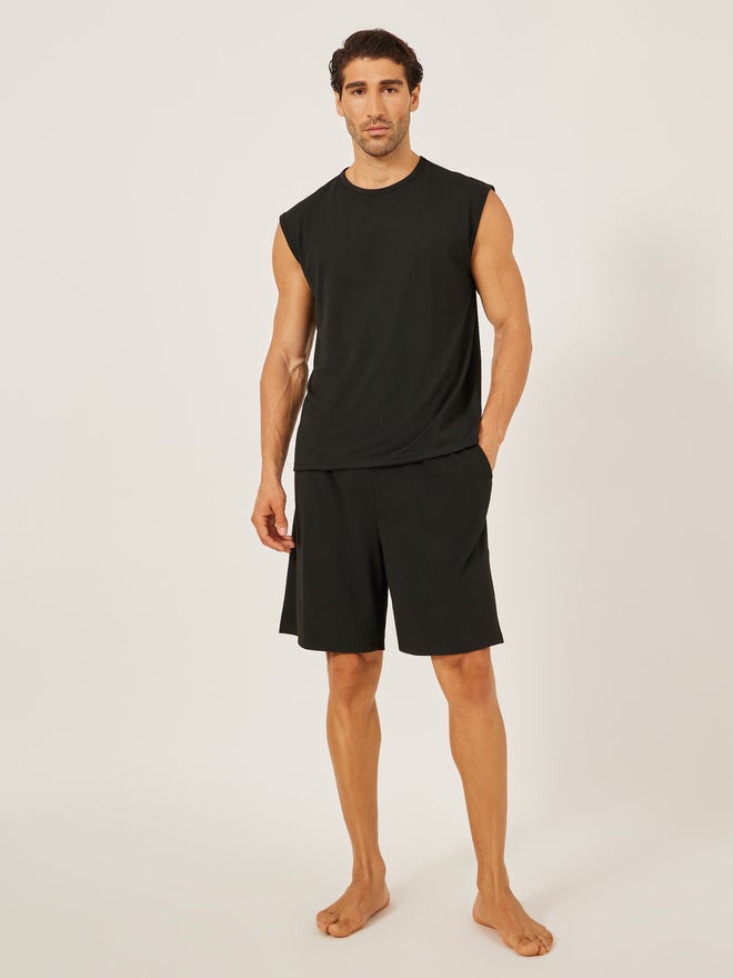 Styli Styli Unwind Solid Round Neck Tank and Shorts Set  - Image 1