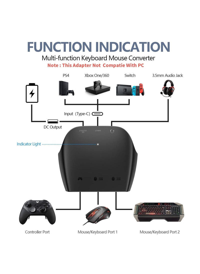 SYOSI - محول لوحة المفاتيح والماوس، محول الماوس ولوحة المفاتيح لـ N- Switch/Xbox Serious X/S/Xbox 360/Xbox One/PS4/PS3، محول لوحة مفاتيح وماوس USB للألعاب - Image 1