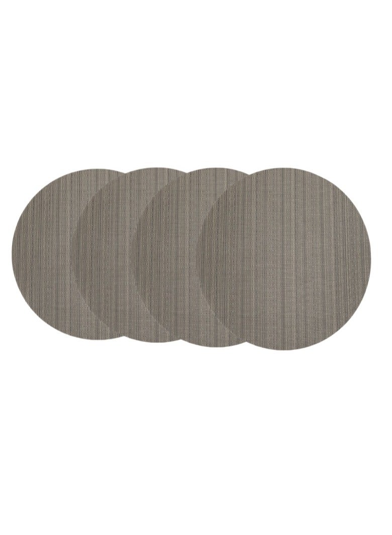 آنا ٤ قطع حصائر طعام دائرية من PVC بتصميم مشابه لخشب البامبو، ٣٥ سم - حصائر مقاومة للماء وسهلة التنظيف وحرارية، مثالية لتناول الطعام في العائلة والتجمعات الخارجية. - Image 1