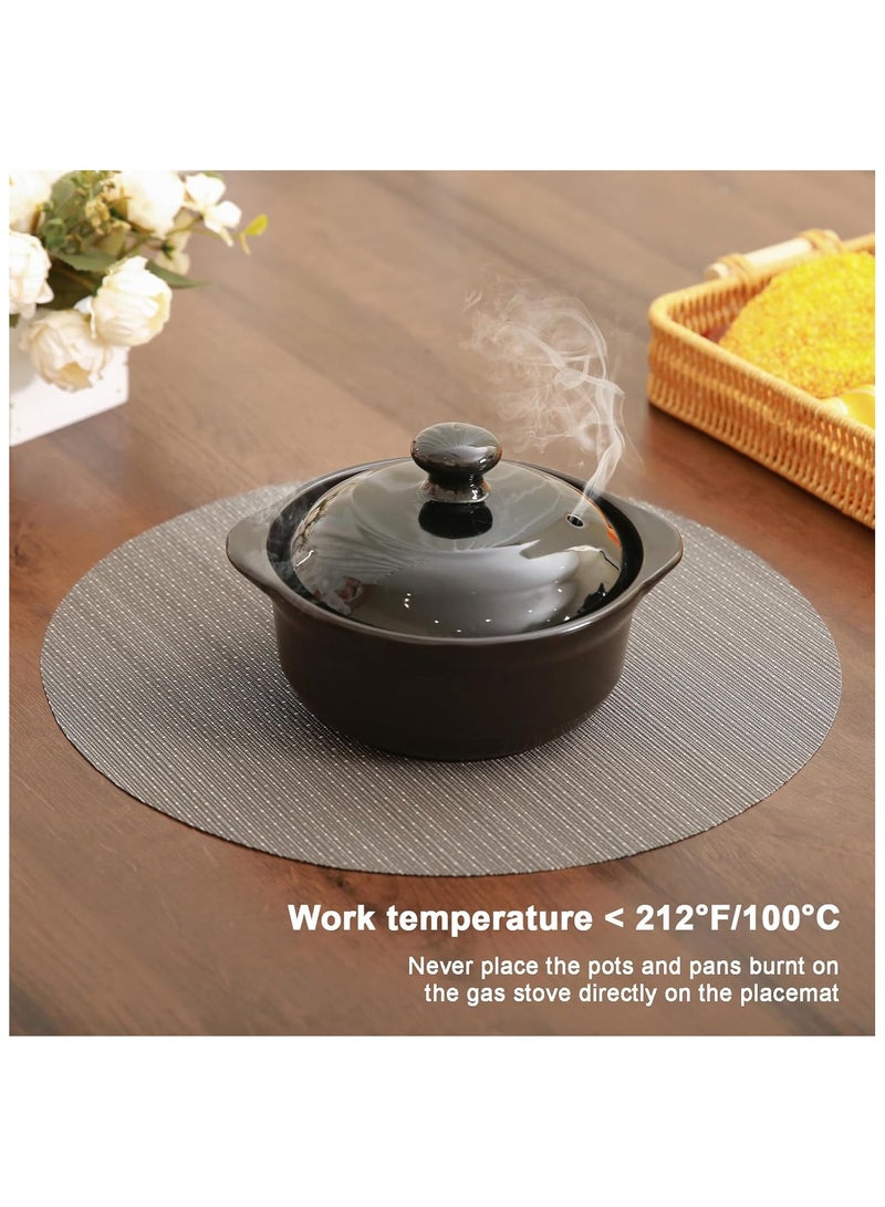 آنا ٤ قطع حصائر طعام دائرية من PVC بتصميم مشابه لخشب البامبو، ٣٥ سم - حصائر مقاومة للماء وسهلة التنظيف وحرارية، مثالية لتناول الطعام في العائلة والتجمعات الخارجية. - Image 5