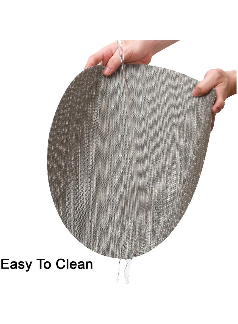 آنا ٤ قطع حصائر طعام دائرية من PVC بتصميم مشابه لخشب البامبو، ٣٥ سم - حصائر مقاومة للماء وسهلة التنظيف وحرارية، مثالية لتناول الطعام في العائلة والتجمعات الخارجية. - Image 4