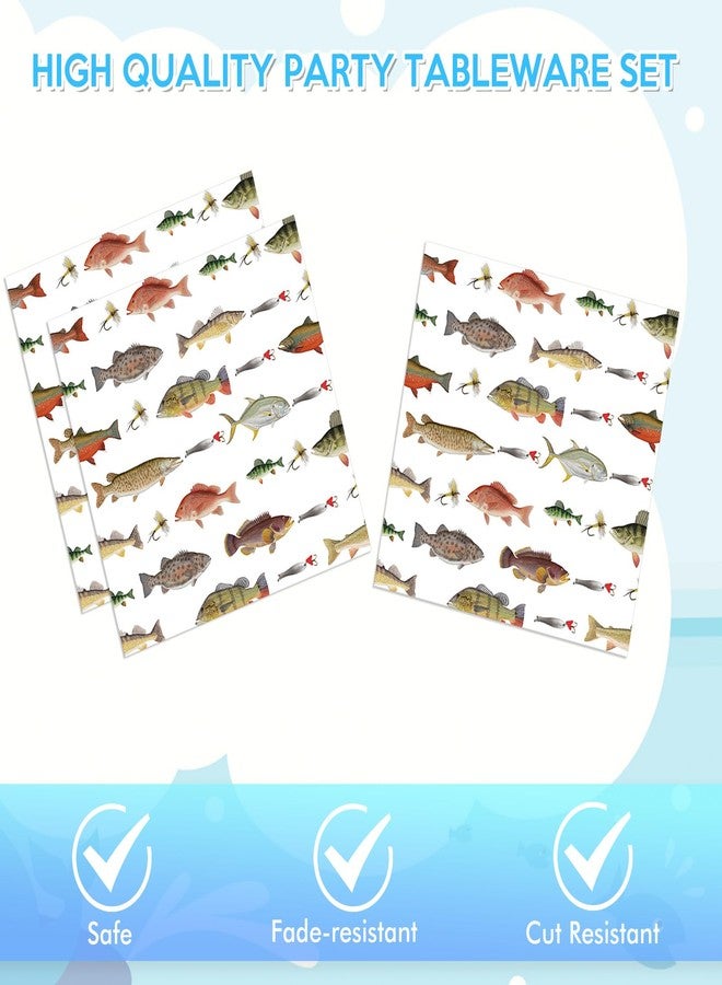 DURYGEN 40PCS Fishing Birthday Party Decorations Gone Fishing Party Decorations Include Fishing Themed Party Plates Napkins for Ofishally One Birthday Decorations Serves 20 - Image 4