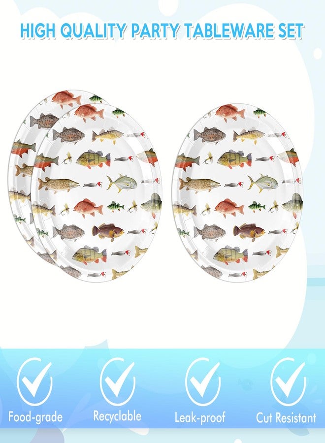 DURYGEN 40PCS Fishing Birthday Party Decorations Gone Fishing Party Decorations Include Fishing Themed Party Plates Napkins for Ofishally One Birthday Decorations Serves 20 - Image 3