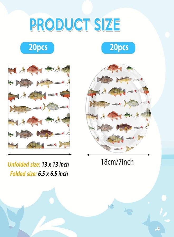 DURYGEN 40PCS Fishing Birthday Party Decorations Gone Fishing Party Decorations Include Fishing Themed Party Plates Napkins for Ofishally One Birthday Decorations Serves 20 - Image 2